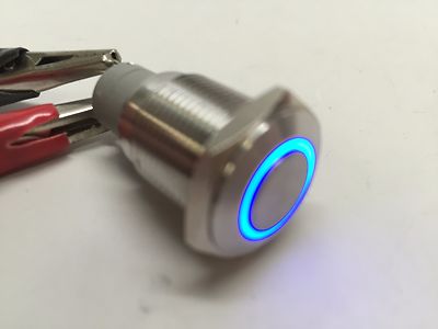 Pactrade Marine Blue LED Ultra Flush Light Auto On-Off Push Switch Ring Button