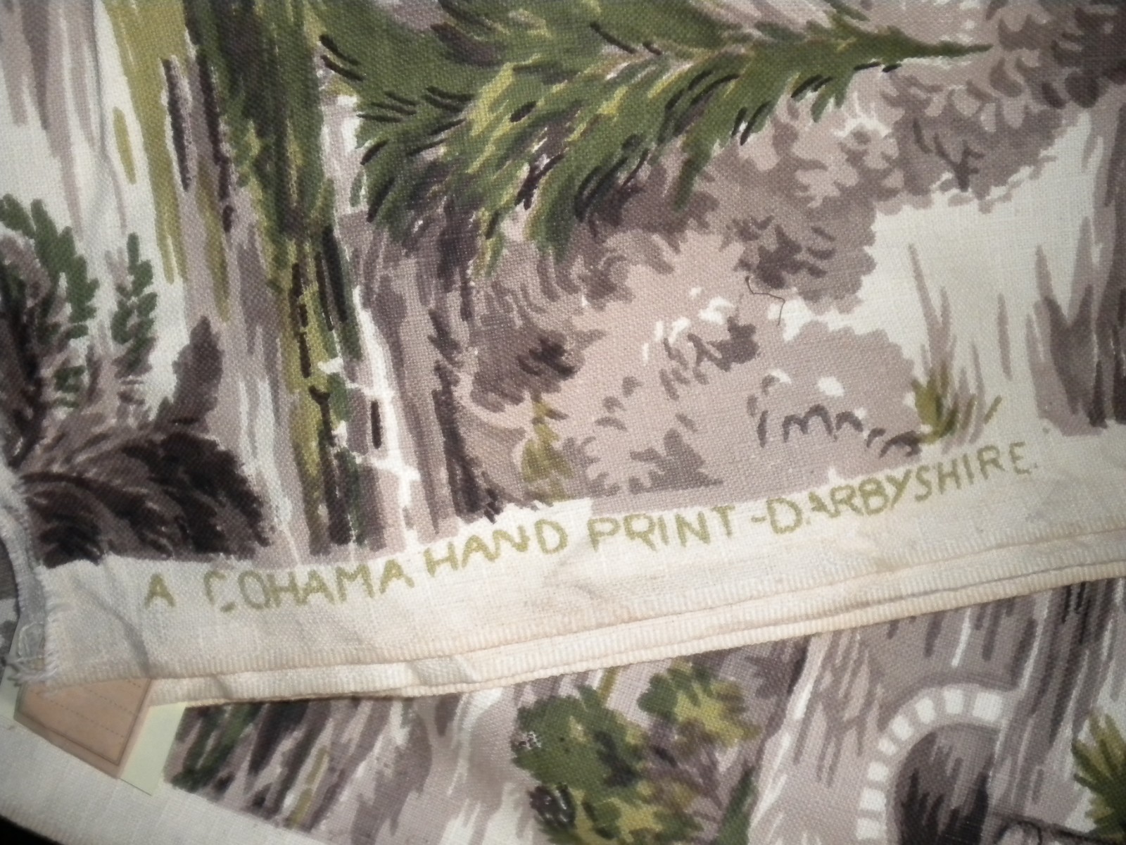 VTG 50s Cohama Derbyshire English Country Side Horse Carriage Fabric Panel 50x84