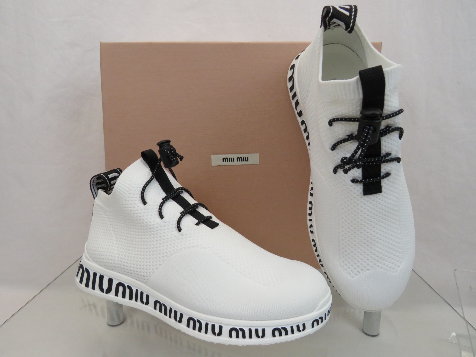 00's PAZZO ウール フードコート PRADA SPORT MIUMIU LUXURY MIU MIU BY PRADA SNEAKERS SHOES 5S375D GREY NEW US 7