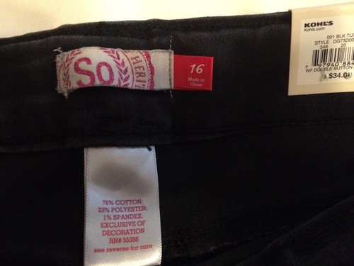 SO Double Button Adjustable Waist JEGGINGS Mid Rise w/ Side Sequins Sz 16 LOT 2