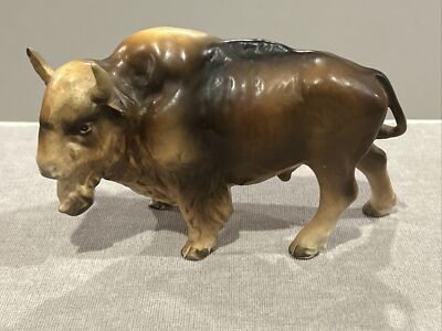Vintage Napco Ceramic Bison Buffalo Figurine Vintage Japan - Chipped Horn