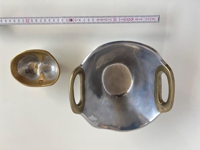 2x vintage David Marshall Schale/Aschenbecher Disenos Aluminium Messing 70/80er