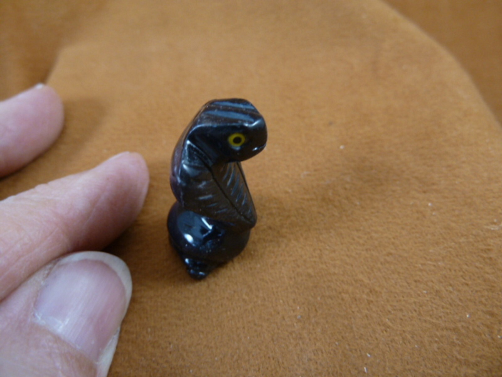 Y-SNAK-103 Black onyx SNAKE COBRA FIGURINE GEMSTONE reptiles