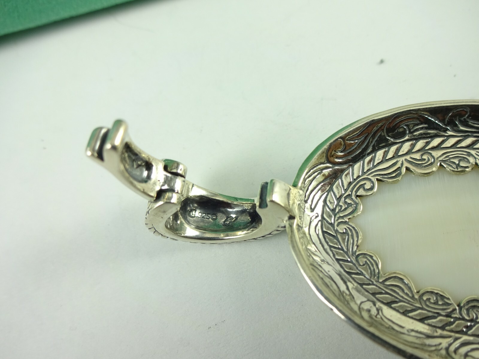 Sterling Silver Carolyn Pollack Carved Mother Of Pearl Large Pendant  27.2 Gram