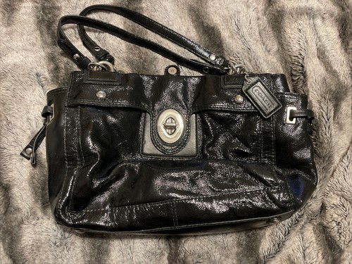 COACH 黒 レザーバッグ パッチ付き COACH コーチ レザー ハンドバッグ トートバッグ 50｜Yahoo