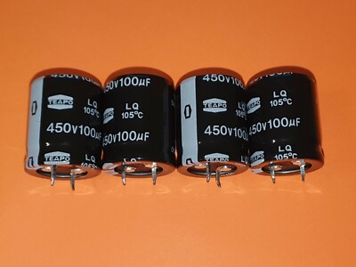 4x Elko 100µF / 450V 105°C 5000h 25x30mm RM 10mm Snap-In 100uF