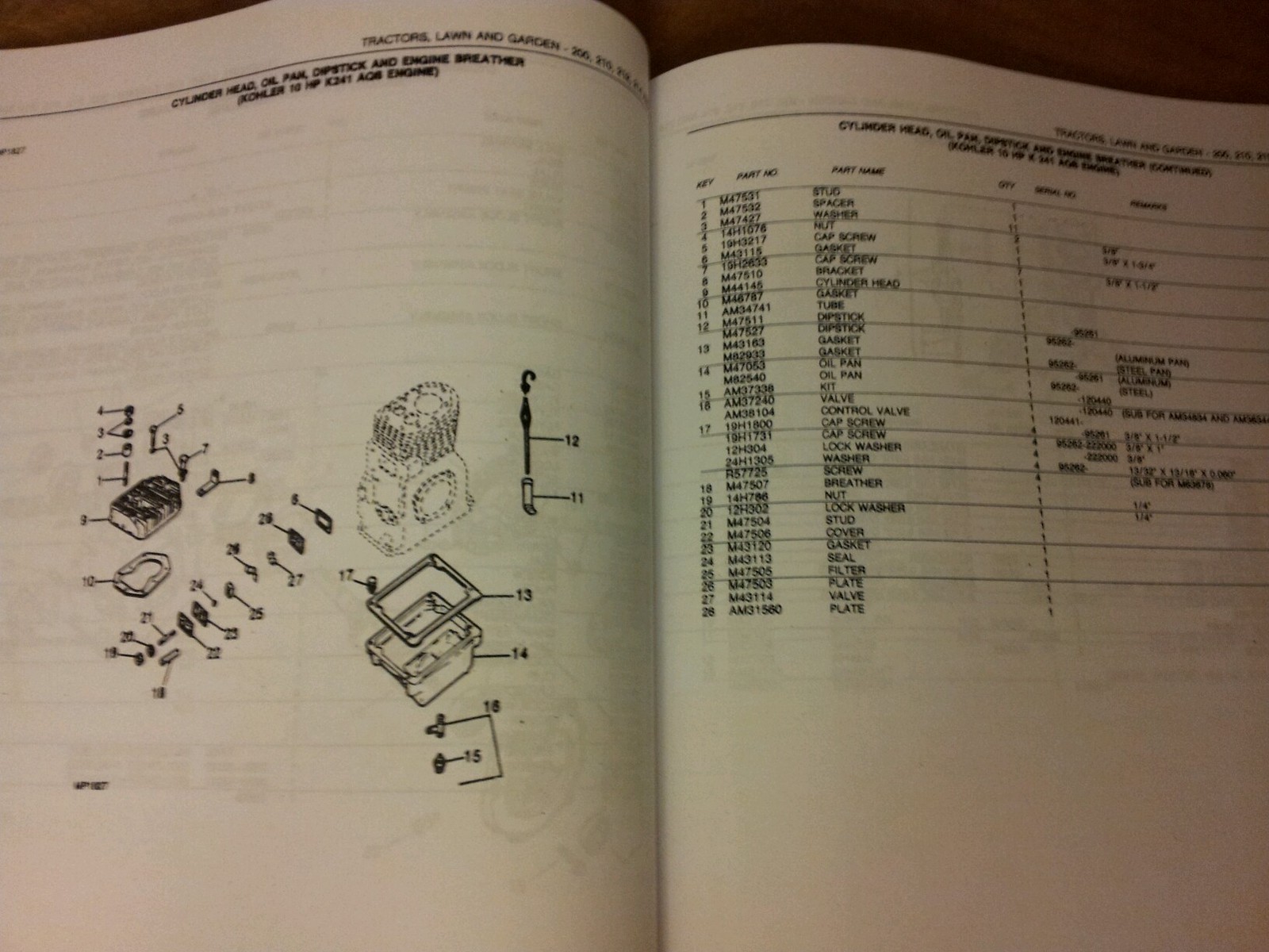 NEW JOHN DEERE 200 210 212 214 216 PARTS CATALOG PC-1473