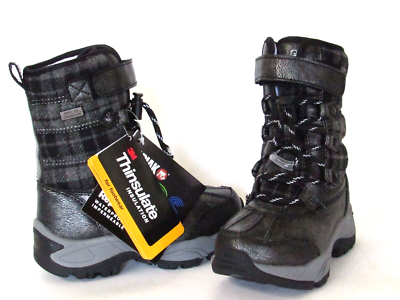 Kodiak Kids Girls size 11 Gray Plaid Waterproof Insulated Lined Winter Boots NEW