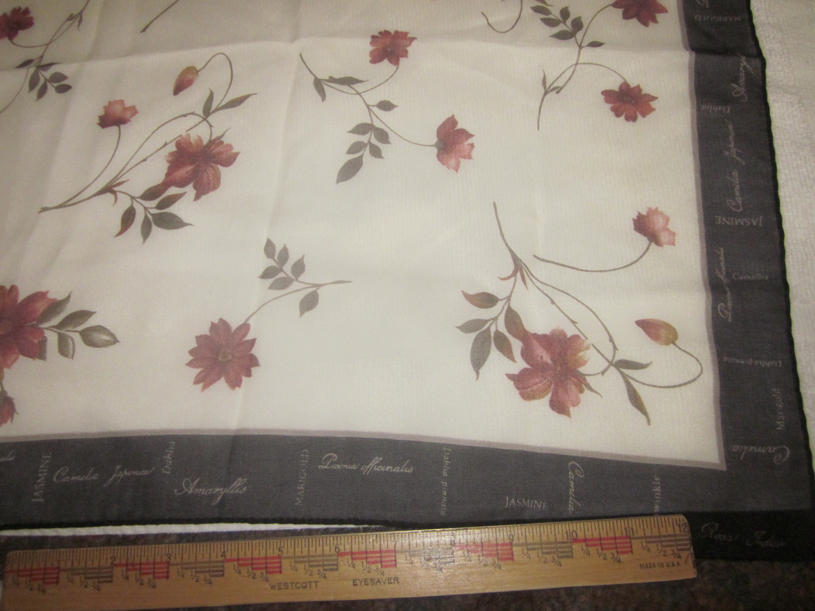 Vintage Liz Claiborne Womans Scarf  20 X 20 Inches Floral with Flower Names