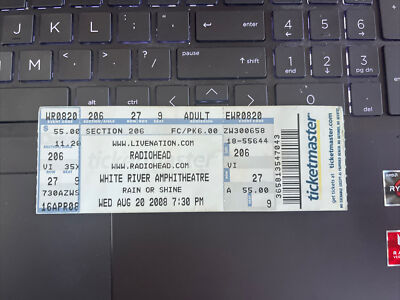 RADIOHEAD TICKET STUB WHITE RIVER AMPHITHEATRE AUBURN WASHINGTON AUGUST  20 2008