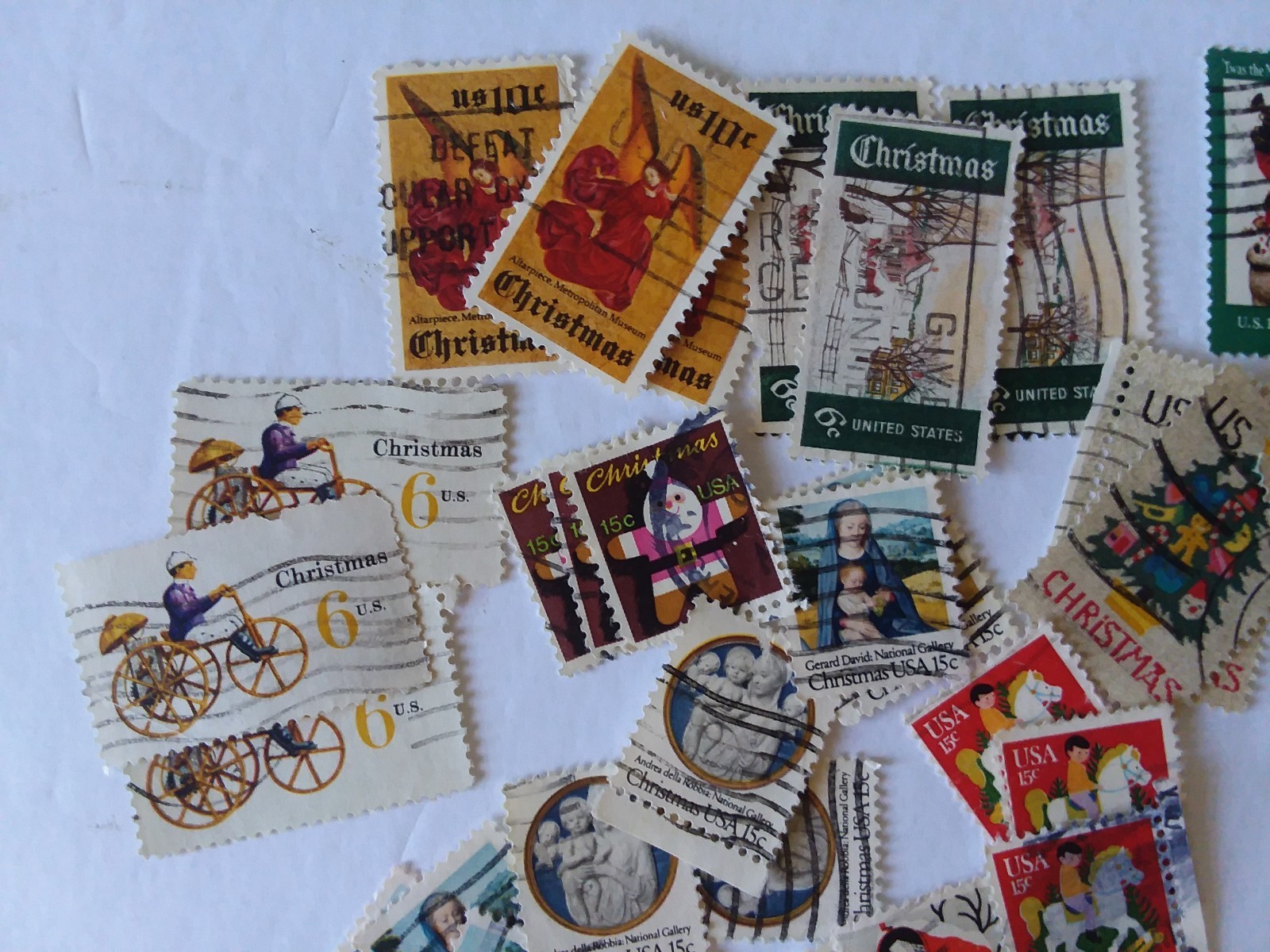 Christmas US  stamps 40 used ephemera paper collectibles lots stamp lots