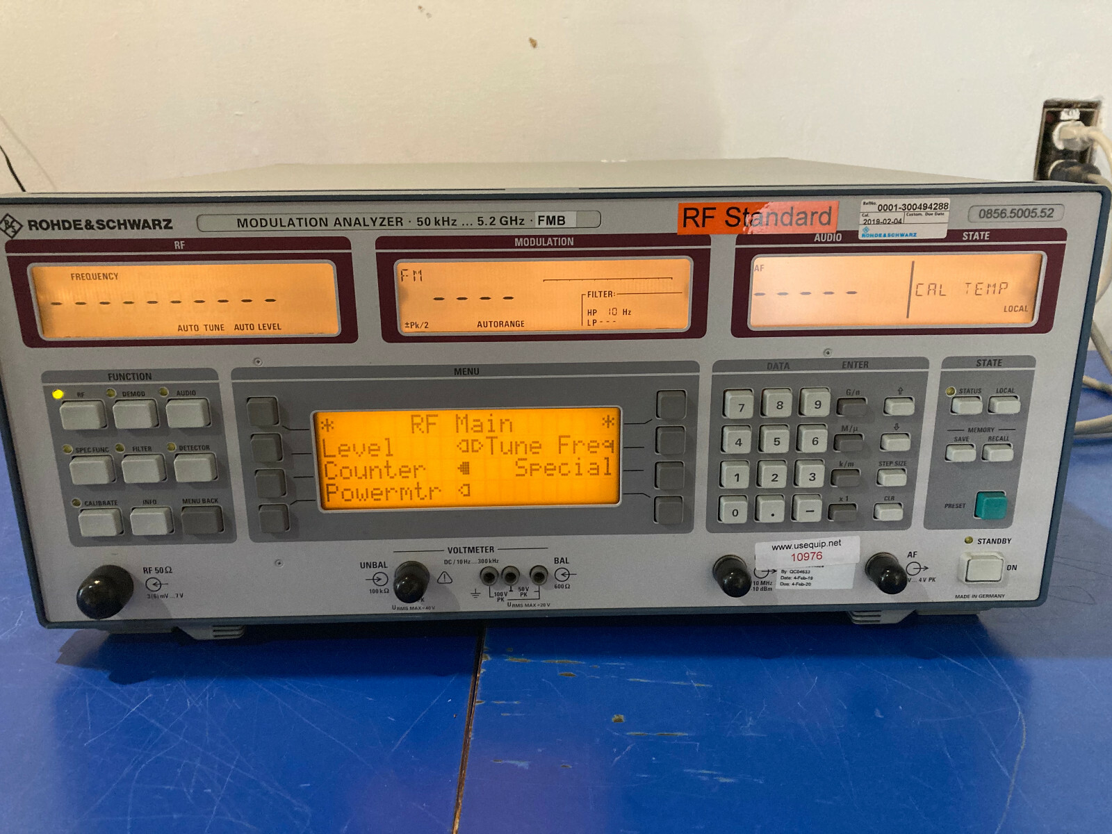 10976 Rohde & Schwarz FMB MODULATION ANALYZER 5.2GHZ FMA-B1
