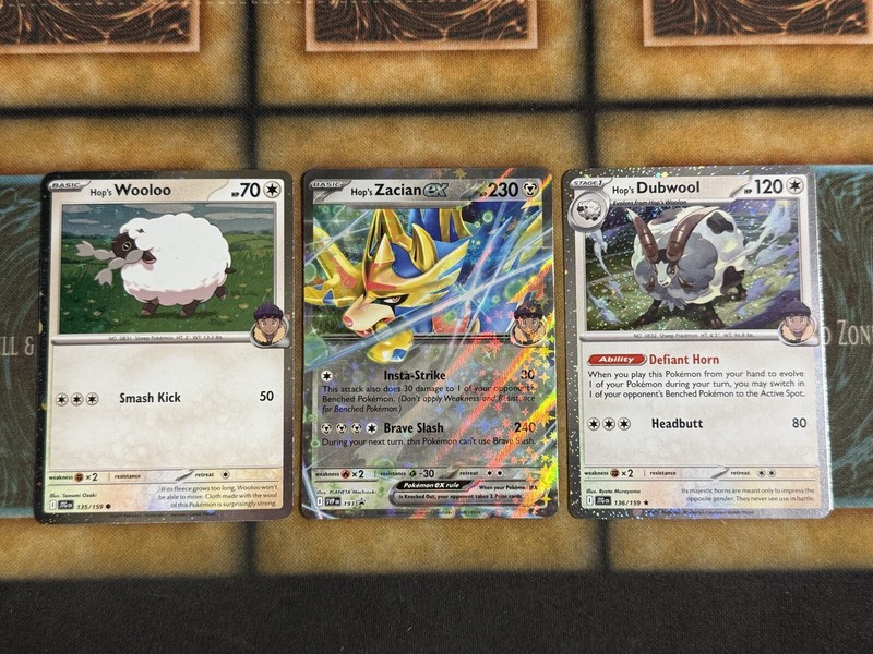 Pokemon Hop's Zacian ex SVP 193 + Wooloo & Dubwool Promo Holo Set