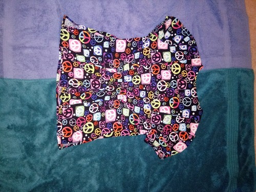 women's scrub top small peace signs colorful short sleeve v-neck