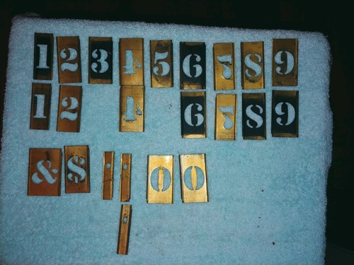 Vintage  Brass Stencil  Alphabet Letters, Numbers 62 total