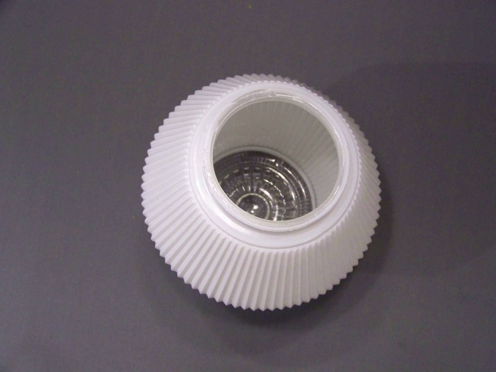 Vintage white glass kitchen shade ceiling fixture with rings 4