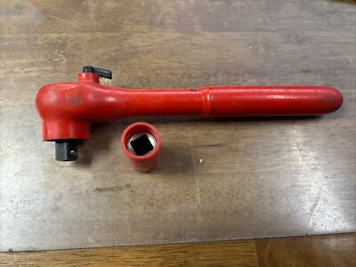 KNIPEX Hand Ratchet,Insulated,1/2'' Dr, 10.5  Long, With 9/16 Socket (tool Bin)