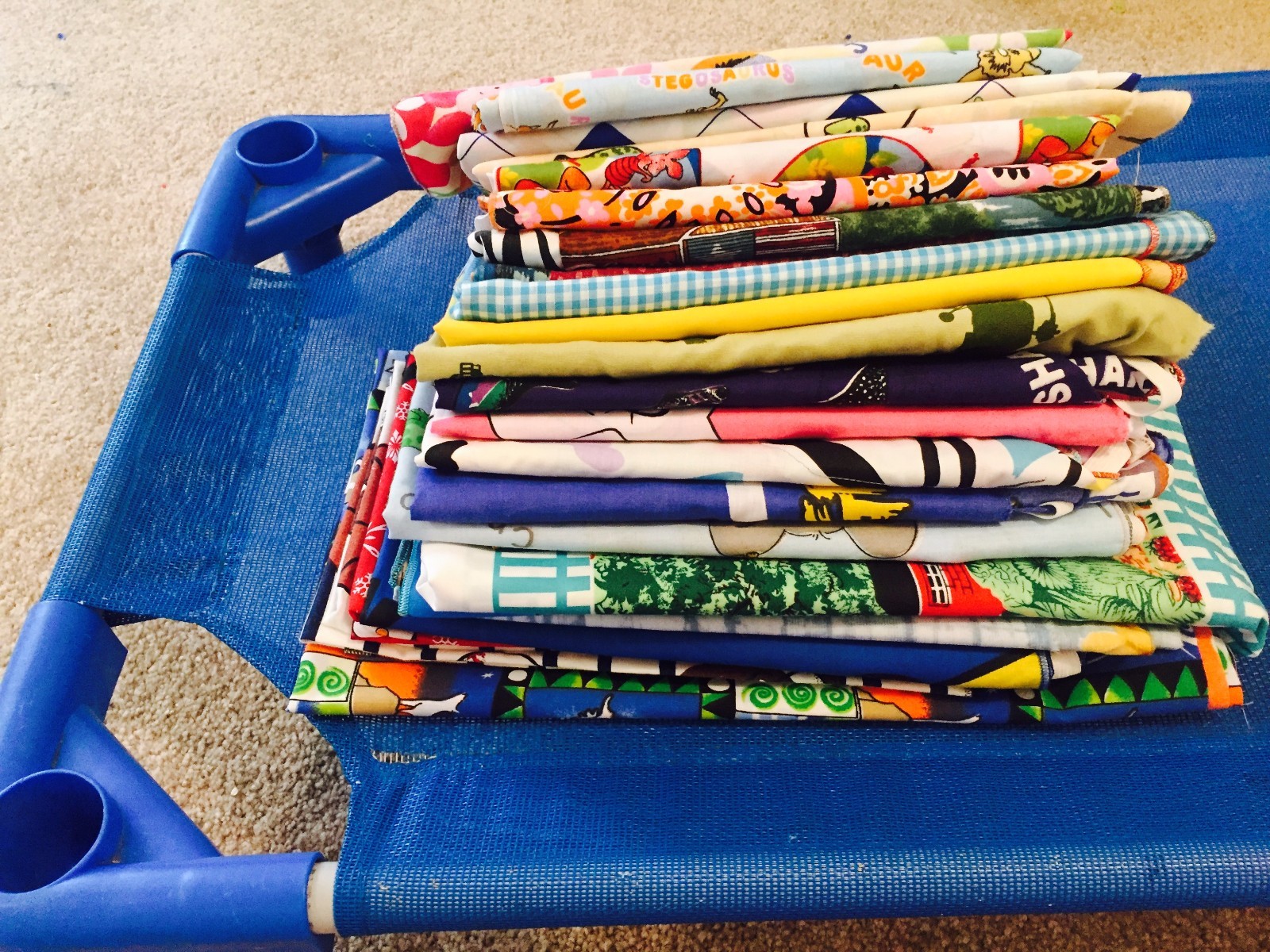 4 Printed Daycare cot sheets standard size 22 x52 elastic all 4 side