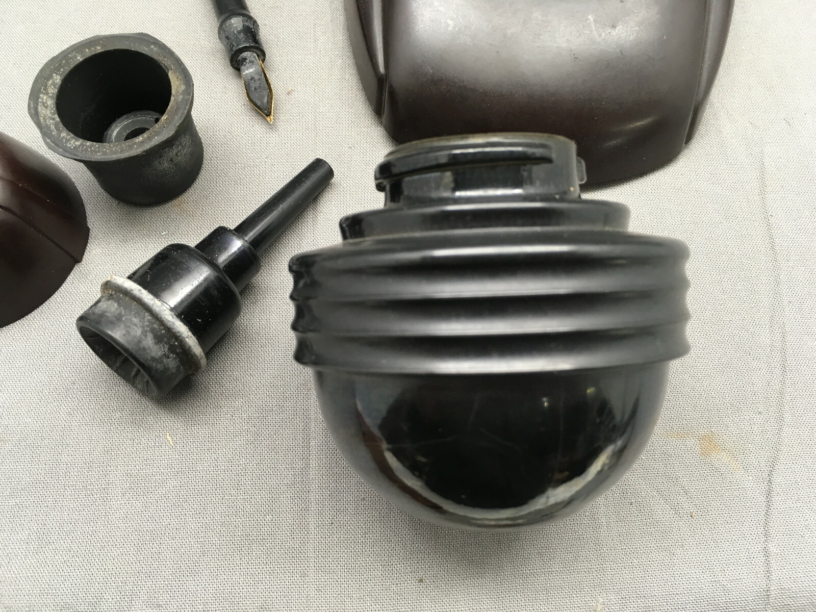 Vintage Zephyr American Corp Swivodex Ink Well Art Deco Bakelite Glass {DD465}