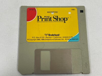 Vintage 1989 The Print Shop 3.5'' Floppy Disk Software Apple Macintosh Broderbund