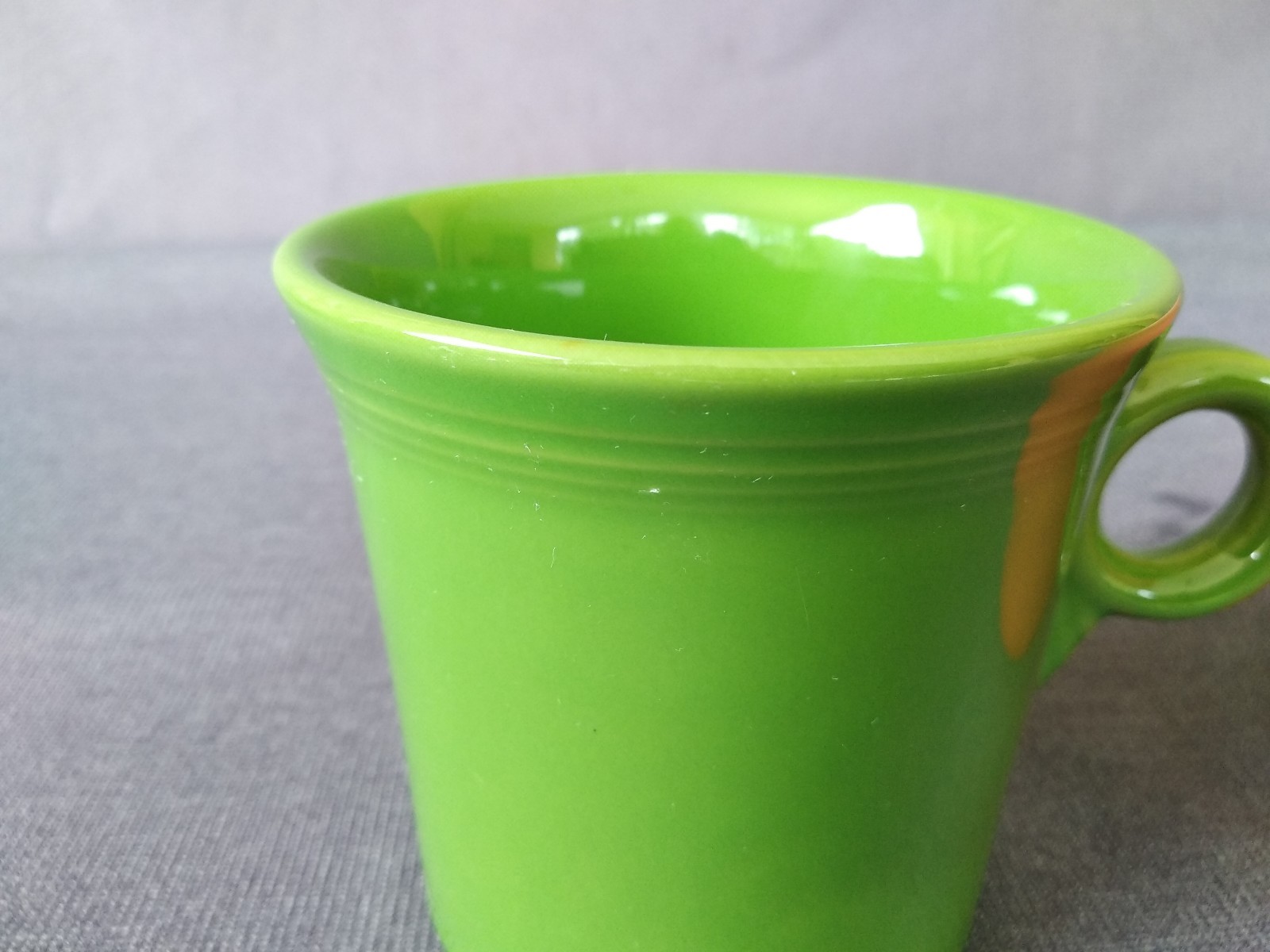 2 Vintage HLC Fiesta Fiestaware Green & Orange Tom & Jerry Coffee Mugs