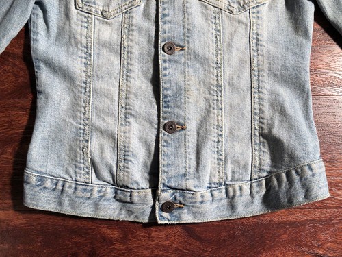 ABERCROMBIE Youth Girl's Light Wash Denim Stretch Button Down Sweater Size XL