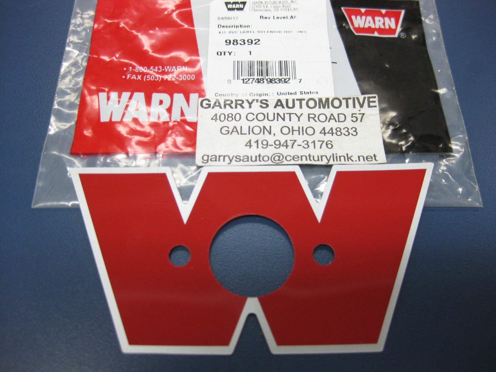 WARN 98392 21717 Decal Winch Solenoid Cover Guard Housing Remote Control Box W