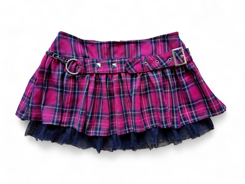 Y2K Hell Bunny Gothic Punk Red Tartan Tulle Skirt Micro Mini