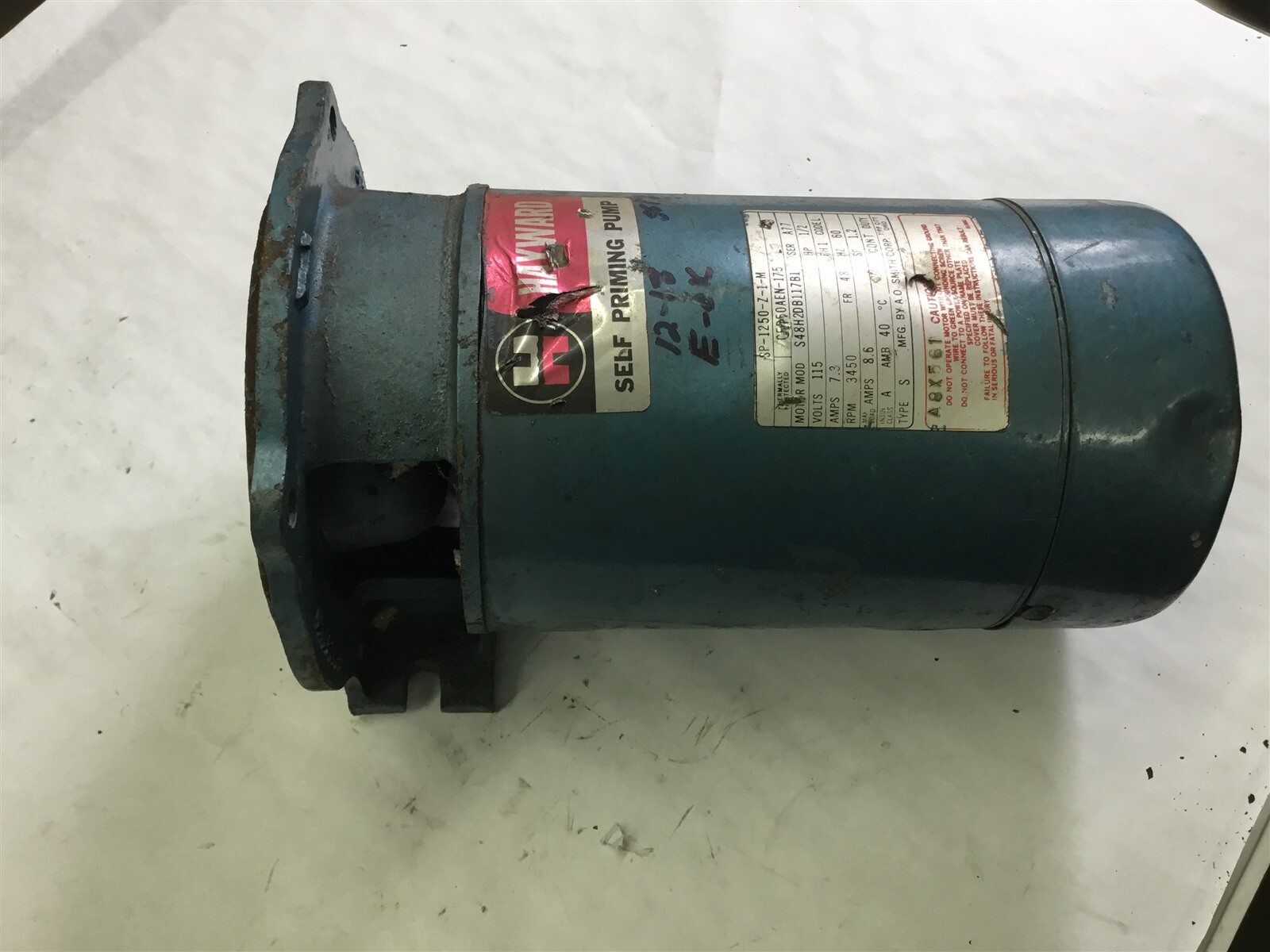 A.O. Smith Sp-1250-Z-1-M 1/2 Hp Pump Motor 115 Volts, 3450