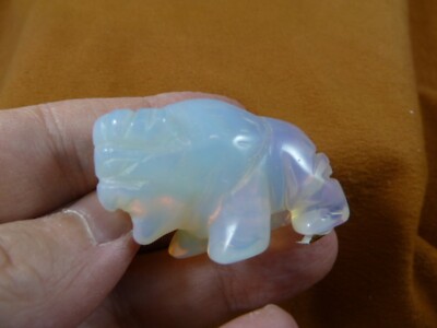 Y-BUF-550) little White opalite BUFFALO bison gemstone gem figurine ghost spirit
