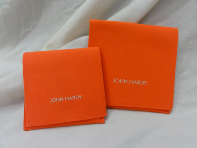 Lot 2 JOHN HARDY Divided Jewelry Storage Bag / Pouch & Cleaning Cloth ~ Orange
