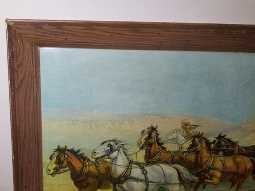 Original 1952 Budweiser  Attack On The Overland Stage 1860 Print Beautiful cond.