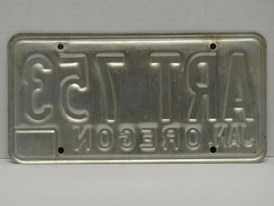 Single Embossed Oregon License Plate ART 753 1980's Base 1991 Sticker