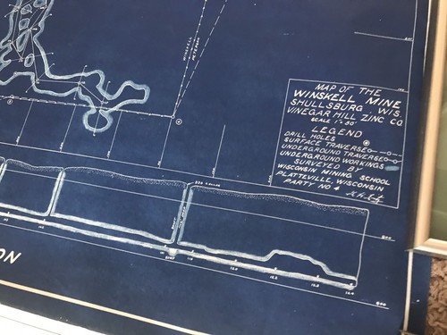 Original Map Survey Of The Winskell Mine Vinegar Hill Zinc Co 1930’s Blueprint