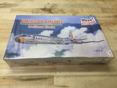 1:144 scale of an American Airlines Lockheed Electra plastic model kit