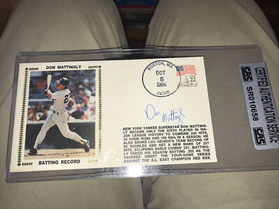 OCTOBER 5 1986 FDC FIRST DAY ISSUE Silk Cache DON MATTINGLY Signed AUTO CAS Cert
