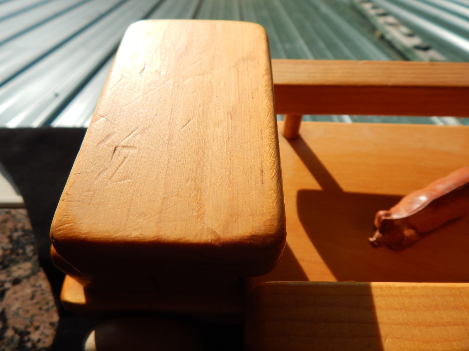 Vntg Handmade Folk Art Toy Truck Wooden Large Pull Push Rolls Rubber Auburn Pig