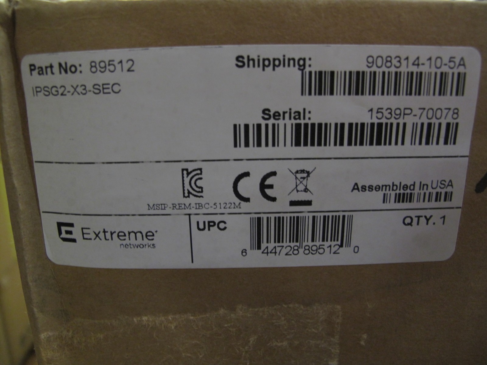 Extreme Extreme IPSG2-X3-SEC Standard Appliance Secondary/Failover 89512