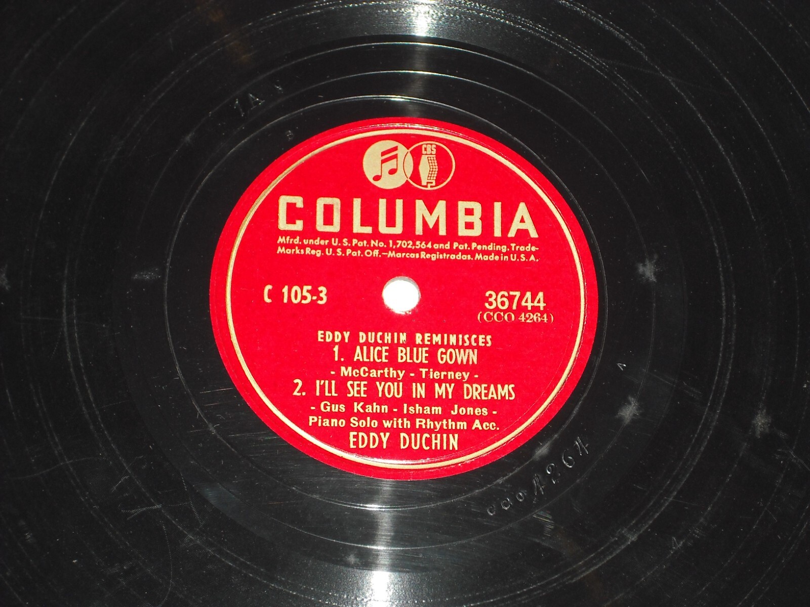 EDDY DUCHIN-Alice Blue Gown (1945) COLUMBIA 10" Shellac Single