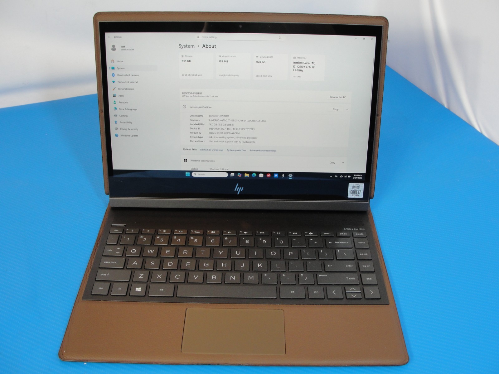 HP Spectre Folio 13-ak1016nr i7-10510Y 16GB 256GB 13.3" Touch For Parts - Thumbnail 5