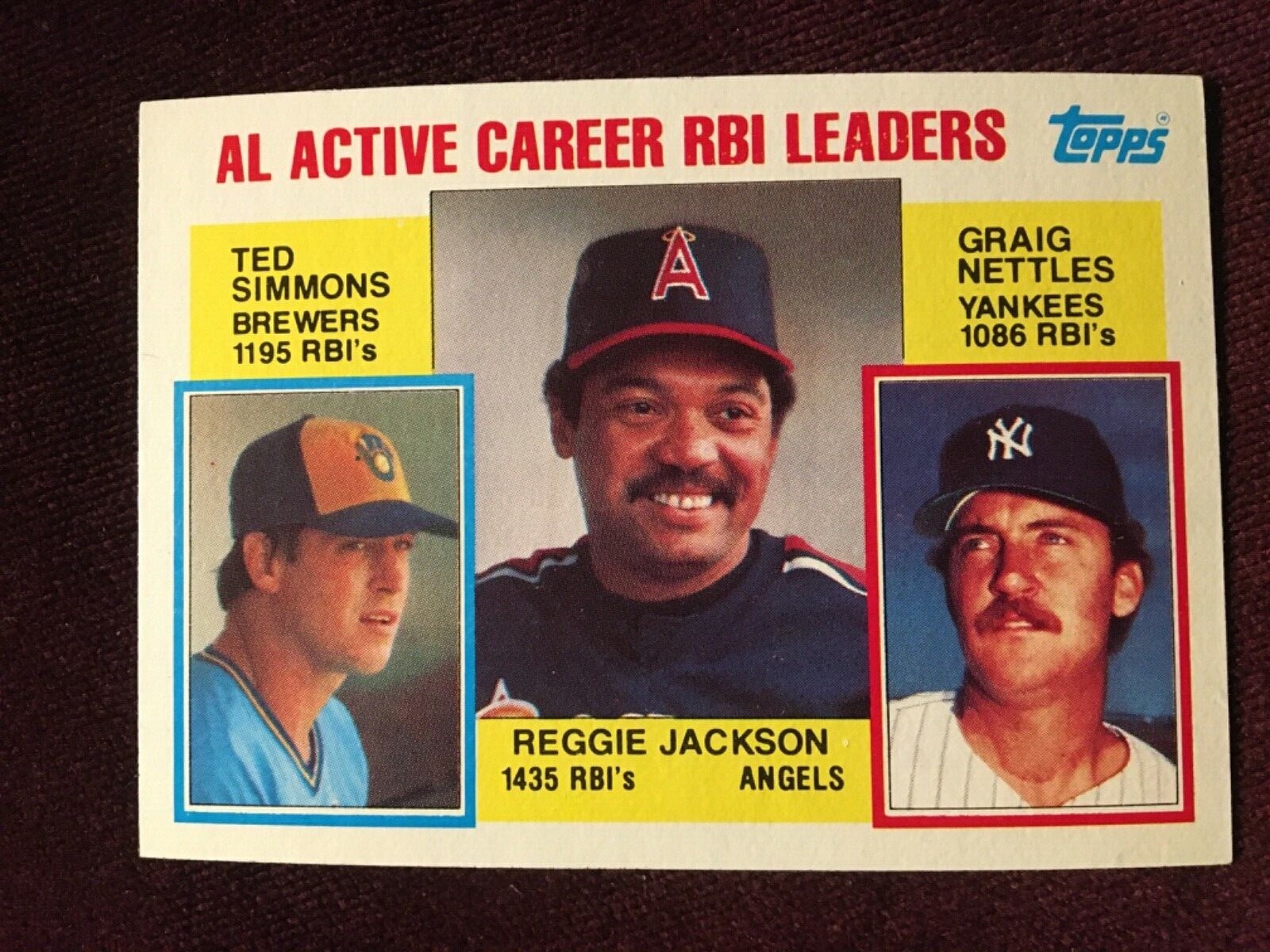 1984 Topps #713 AL Active RBI Leaders Simmons, Jackson