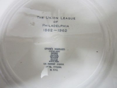 SPODE MANSARD UNION LEAGUE OF PHILADELPHIA 100TH ANNIVERSARY PLATE 1862-1962