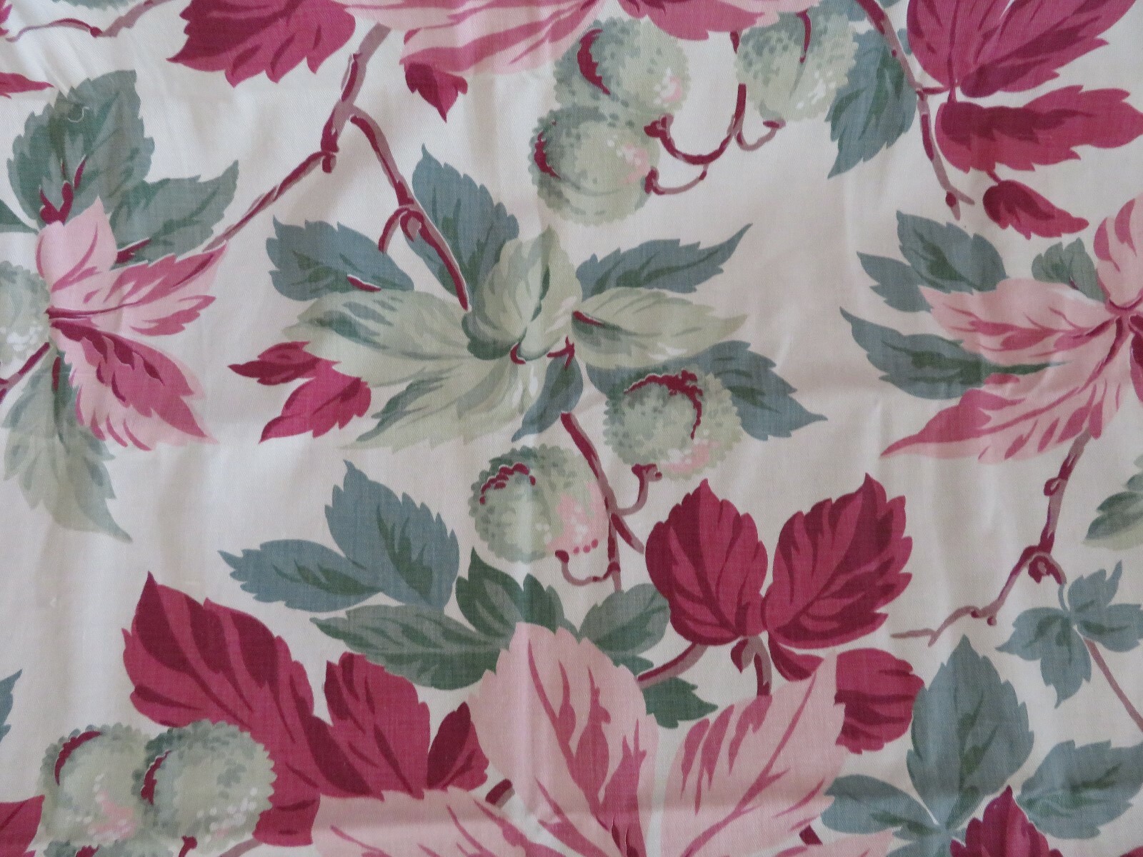 MOD ROMANTIC 40's 50's MCM Cotton Barkcloth era Drapes PINK on Creamy White