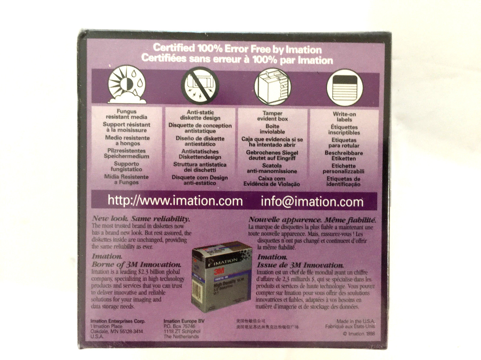 Imation 2HD 1.44 MB 3.5 IBM Formatted Diskettes 10 pack new