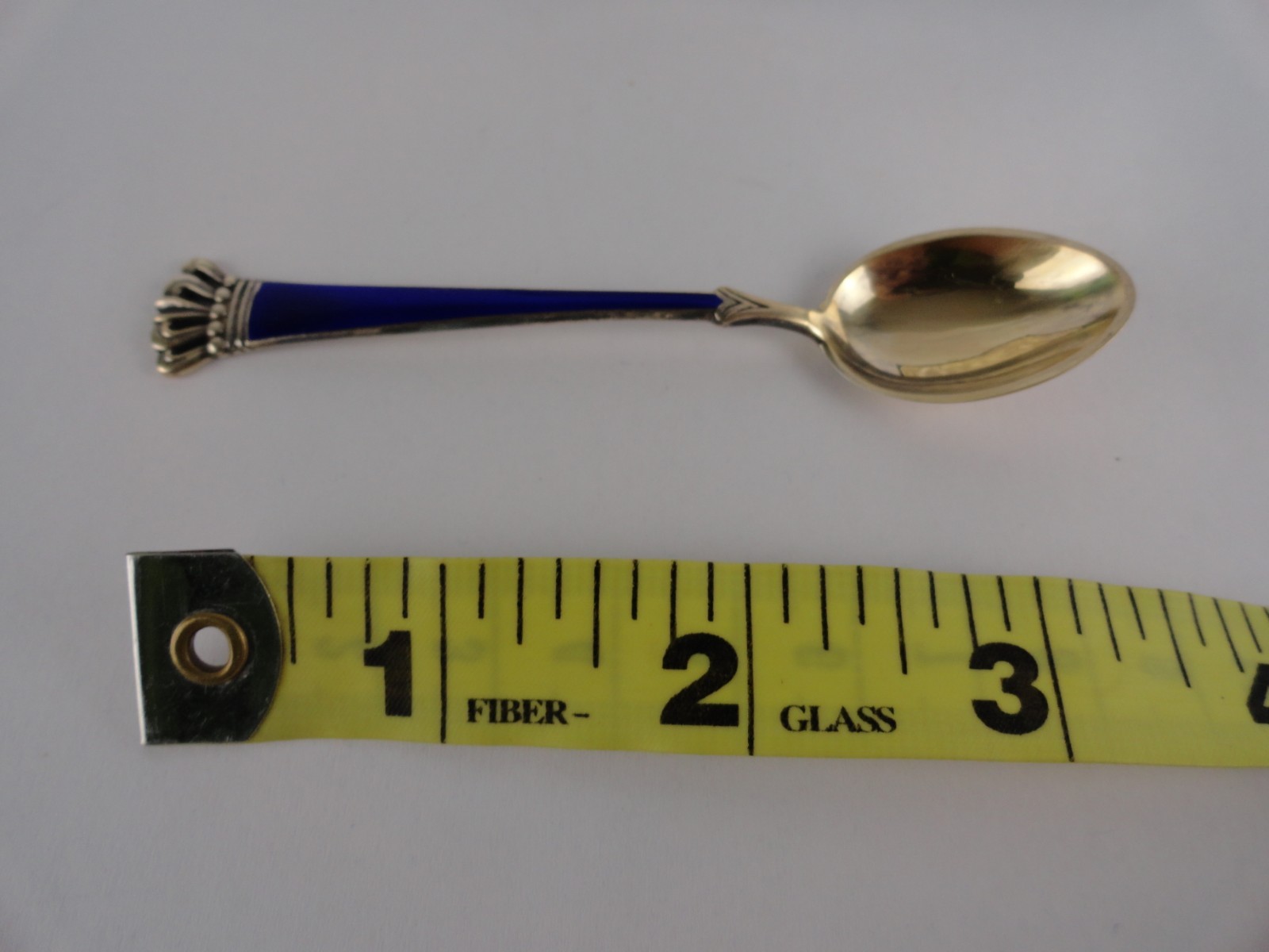 Box Set Of Egon Lauridsen Sterling Silver Gold Wash Blue Enamel Demitasse Spoons