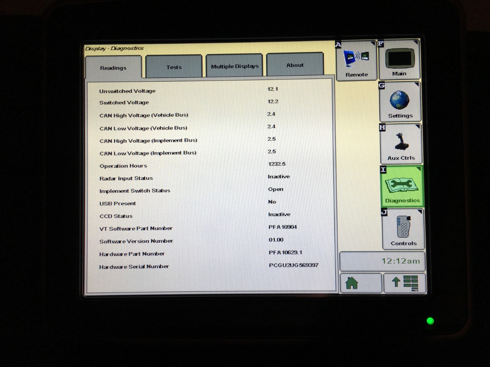 John Deere Greenstar Starfire GS3 2600 GPS Display With SF2 and Section Control