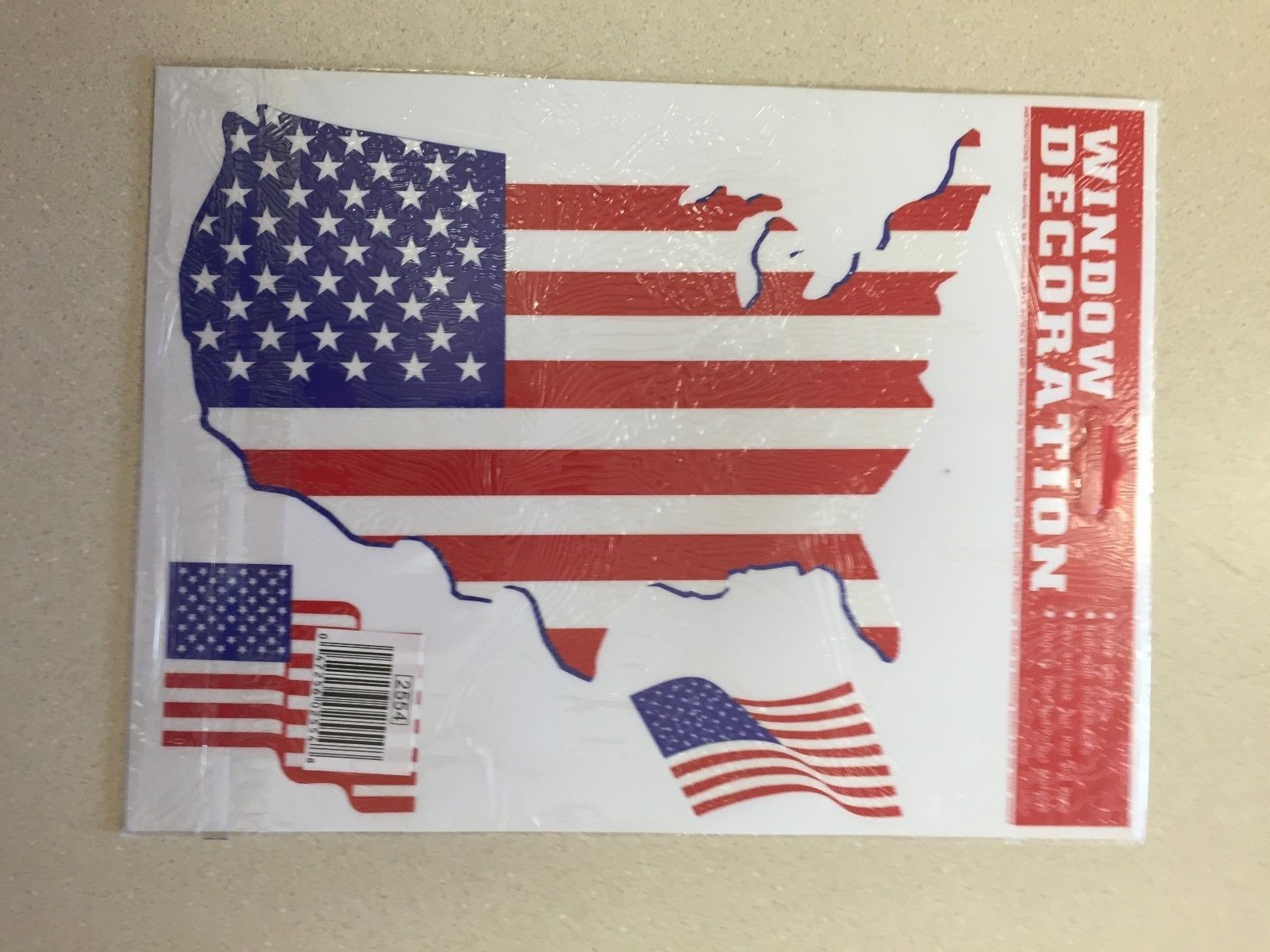 Lot of 2  American Flag Window Cling Decorations New