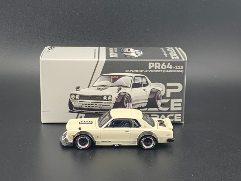 Pop Race Nissan Skyline V8 Drift Hakosuka White 1/64