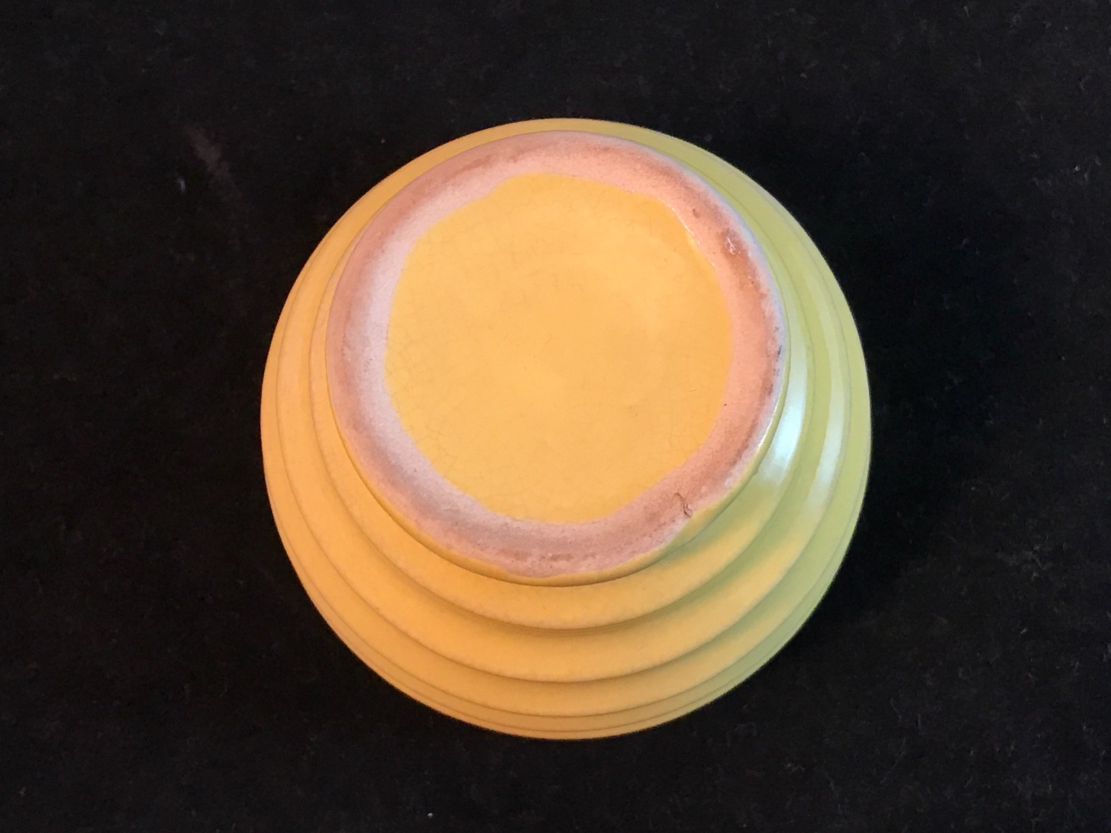 Sweet Small Vintage Bright Yellow Beehive Honey Pot Pottery Bowl - Horizontal Ri