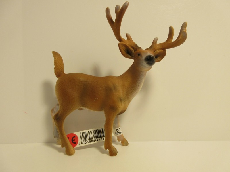 14253 Schleich Deer: White Tailed Buck !With Tag! Ref:1d2310